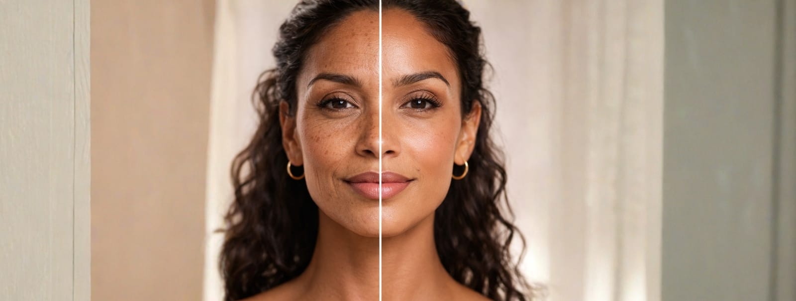 Before and after skin showing effects of microneedling vs neuromodulators treatment