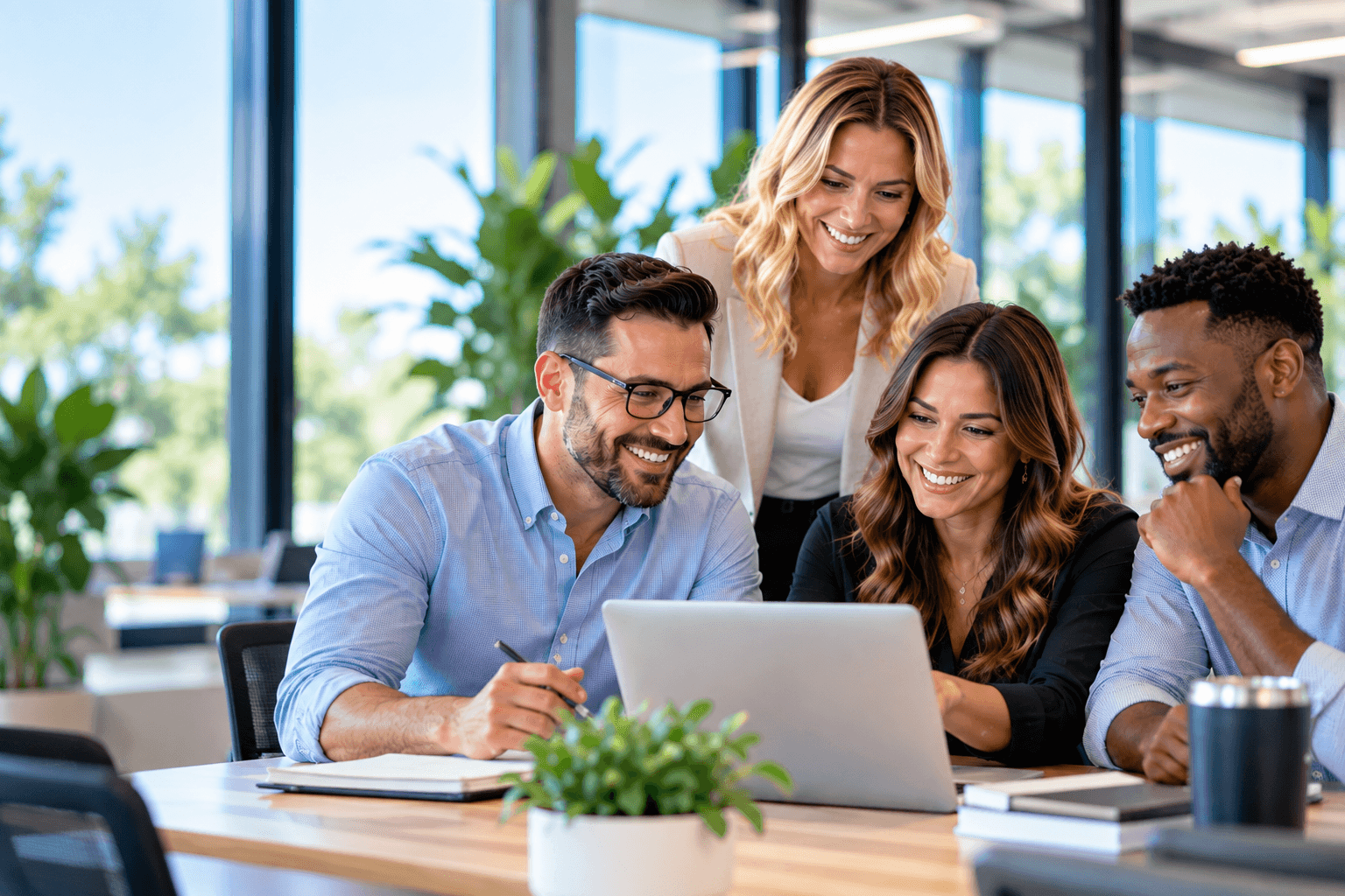 Team collaborating together in the workplace